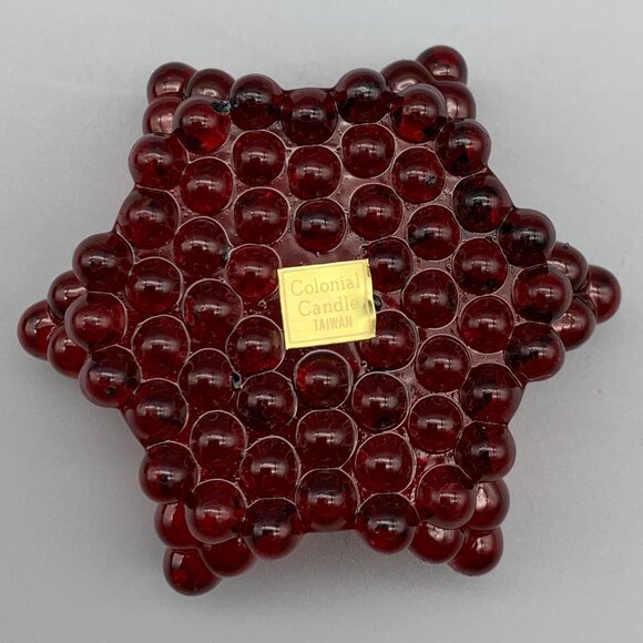 Colonial Candle set of 2 Red Glass Star Shaped Taper Holders - Picture 4 of 8